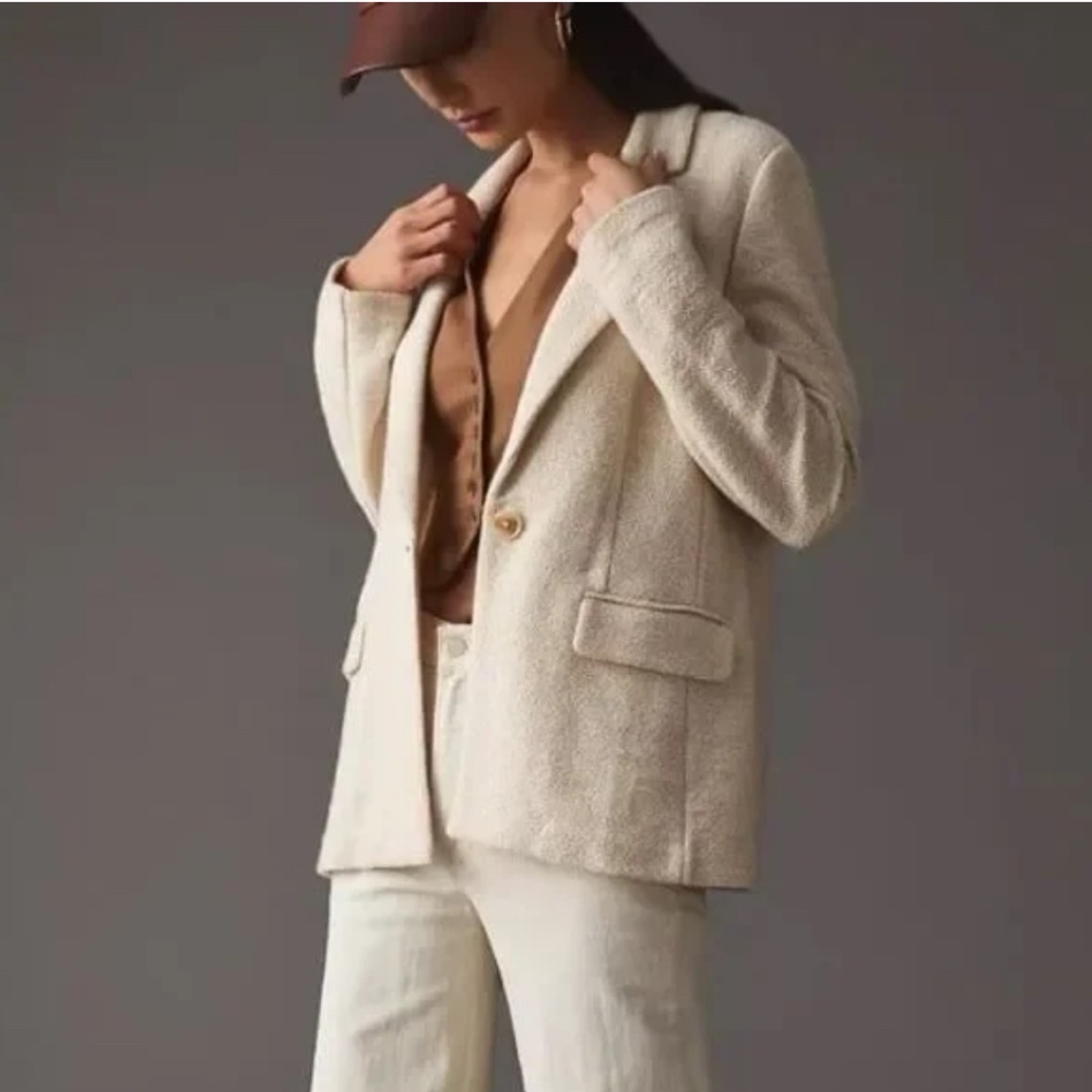 NEW Anthropologie x Sanctuary Bryce Knit Blazer Cream Size XL NWT
